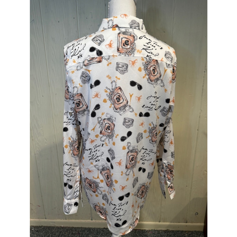 Karl Lagerfeld Paris Long Sleeve Blouse, Size L - Picture 4 of 10
